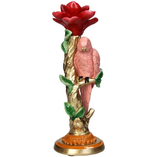 Kandelaar - Roze Papegaai ↑ 26 cm - Woondecoratie