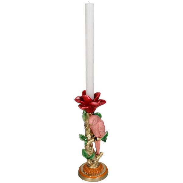 Kandelaar - Roze Papegaai ↑ 26 cm - Woondecoratie