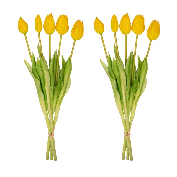 Tulpen boeket Geel - 10 stuks - 'Real Touch' Kunst tulpen - 42 cm (yellow)