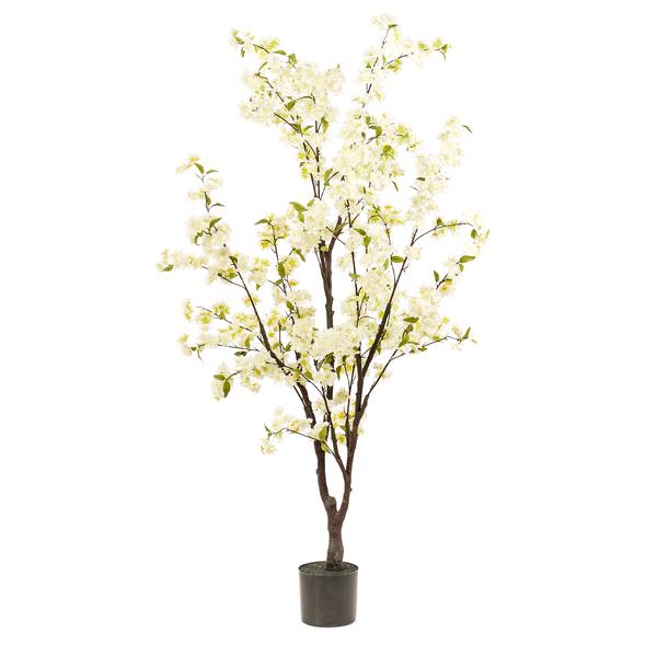 Kunstplant - Prunus - Kersenbloesem - Wit - 175cm