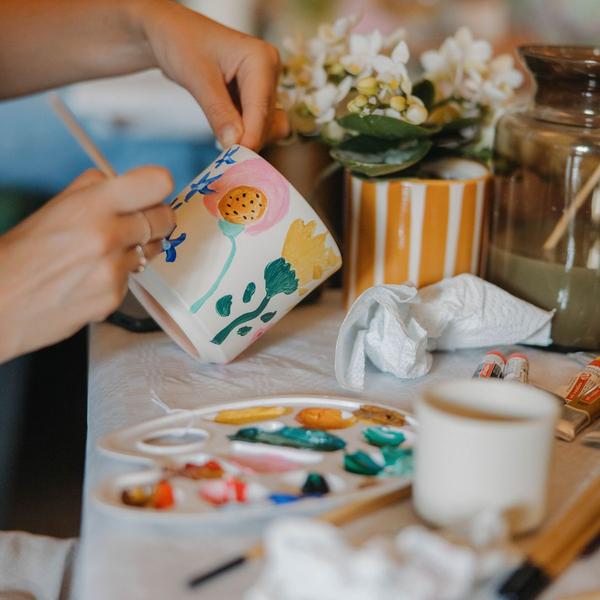 Kolibri Creatives | Verfpakket voor het schilderen van 4 bloempotten + orchideeën | voor 4 personen | Beginnende artiest