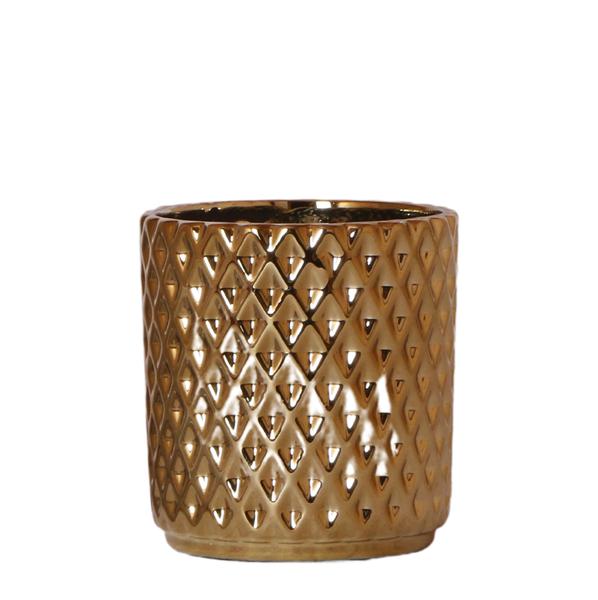 Kolibri Home | Metallic diamond bloempot - Gouden keramieken sierpot Ø9cm