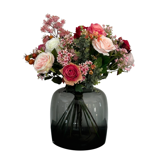 Kunstbloemen - Boeket M - Flame Roses - 45 cm