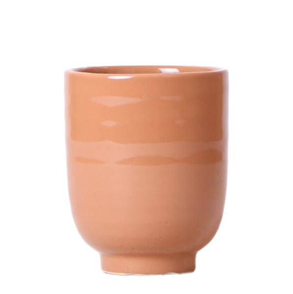 Kolibri Home | Glazed bloempot - Cognac keramieken sierpot met glans - Ø9cm